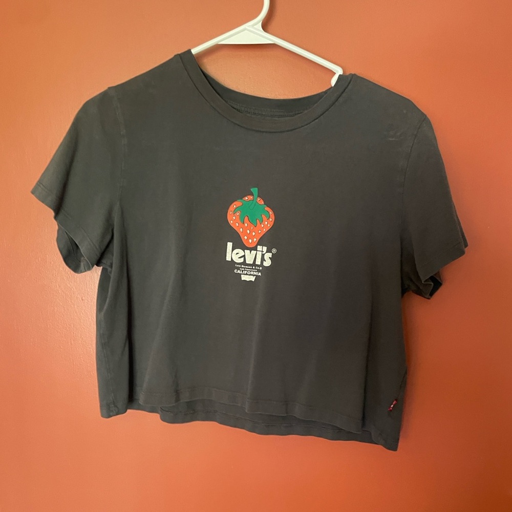Levi's Charcoal Gray Crewneck Tee with White Logo Print